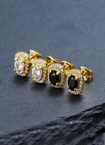 Mens Hip Hop Stud Earrings Jewelry High Quality Fashion Round Gold Silver Black Diamond Earring For Men2702152