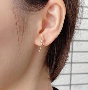 Season's New Geometric Retro Rope Knot Stud Earrings Knotted Niche 18K Gold Plated Diamond Fashion Jewelry Gift3014999