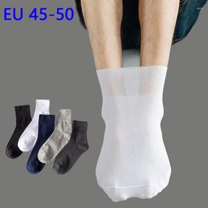 Erkek çorap 1lot 5 çift büyük boy erkekler artı uzun pamuklu gevşek ağız iyi elastik iş katı elbise diyabetik babalar eu43-48