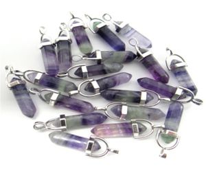 Natural stone fluorite Quartz Crystal Turquoises lapis tiger eye chakra pendant for diy Jewelry making necklace Accessories24pcs 23973288