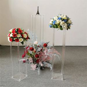 Vaso de piso acrílico transparente, 5 peças mesa central para casamento vintage floral suporte colunas decoração de casamento