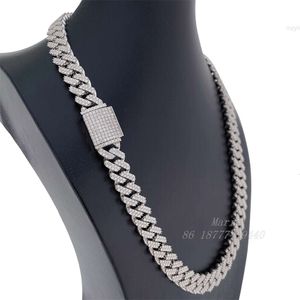 Collana con chiusura a scatola Icedout Diamond personalizzata catena a maglie cubane gioielli di lusso S925 collana Moissanite