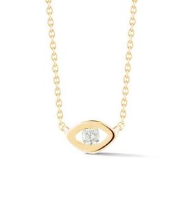 Gemymice Jewelry Fashion Minimalist 925 Sterling Silver 14K Gold Plated Round Zircon Diamond Eye Pendant Necklace for Women5083716