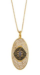 Blue Evil Eye Colar Designer Rodada Iced Out Pingente Jóias Cristal Diamante Prata Banhado A Ouro Zircon Gargantilha Colar Mulheres Bir2669491