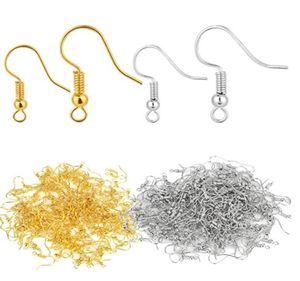 200 st 100PairStainless Steel Earring Hooks Wires French Coil and Ball Style nickelörat för smycken Making Colors Silver 2143472