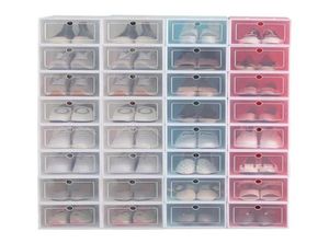 12 pezzi set di scatole per scarpe set multicolore Piegabile in plastica trasparente per la casa porta scarpa da scarpa organizzatore di archiviazione singola scatola 27476847