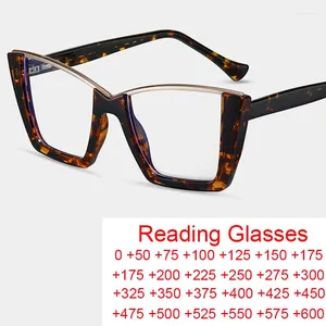 Óculos de sol gato olho azul filtro óculos de leitura mulheres homens leopardo tons marca designer retro grande óculos óptico computador eyewear