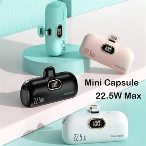 LED Display PowerBank Cute Emergency Pocket Chargers Mini Portable 20W 22.5W Typ C Fast Charging Power Bank för iPhone Samsung