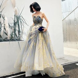 Basic Casual Dresse Tube Top Prom Gown Princess Long A line Tulle Formal Evening Party 231212