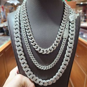 Passera diamanttestare Bling Hip Hop Jewelry 925 Sterling Silver VVS Moissanite Iced Out Miami Cuban Link Chain for Men