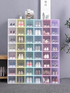 1224pici di scatole di scarpe set pieghevole PSTIC Scatole di stoccaggio trasparente Clear Door Croilt Organizer Stack Stack Dispy 848963779184611