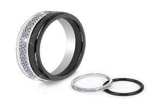 2pcsset klasik siyah seramik yüzük güzel çizik geçirmez sağlıklı malzeme mücevherleri bling kristal moda yüzüğü olan kadınlar için