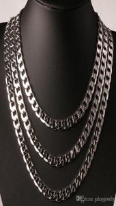 YHAMNI Original 925 Silver Vintage Chain Necklace Men Jewelry 8mm Fashion Statement Necklace Full Side Necklace YN0343275132