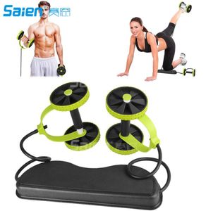 Spor Çekirdek Çift Ab Roller Tekerlek Fitness Abdominal Egzersizler Ekipman Bel Slimming Trainer Evde Gym5033311