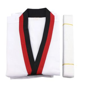 Skyddsutrustning långärmad gi enhetlig tkd kostymer kläder vita taekwondo uniformer wtf karate judo dobok kläder barn vuxna unisex 231212