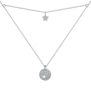 チェーンKarloch S925 Sterling Silver Necklace with Geometric Circular Design高品質のジルコンインレイドファッション用途の襟チェーン