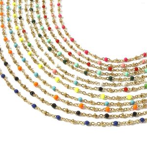 Chains 304 Stainless Steel Handmade Link Chain Necklace For DIY Jewelry Making Gold Plated Enamel Fashion 45cm Long