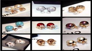 Двусторонние серьги с бриллиантами и жемчугом, новые популярные дизайнерские серьги-гвоздики для женщин и девочек45919444451326