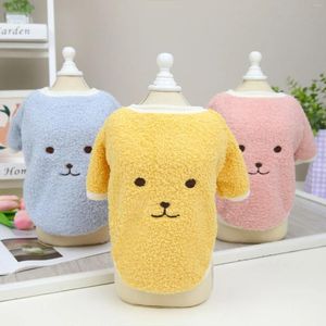 Dog Apparel Cloud Velvet Bear Fluffy Jacket Pet Clothing Yellow Blue Colors Two Feet Printing Clothes For Winter
