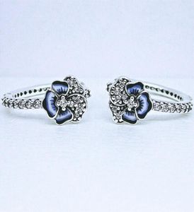 Blue Pansy Flower Hoop Earrings Earring jewelry 925 sterling Silver Women p earring with logo ale Gift 290775C012976291