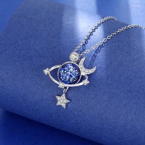 Chains Korean Style Space Choker Necklace For Women Luxury Shiny Rhinestone Moon Star Clavicle Chain Trendy Charm Party Pendant Jewelry