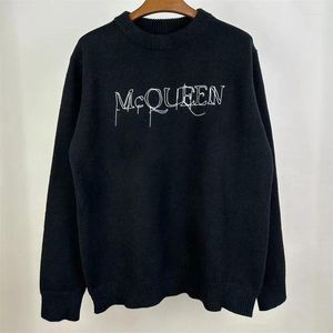 Men's Sweaters Chest Embroidered Logo Knit Sweater Men Women Fall Winter Black Sweatshirts Pullovers