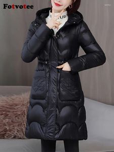 Casacos de Trench das Mulheres Fotvotee Roupas de Inverno Mulheres Puffer Jacket Stand Collar Moda Coreana Engrossar Parkas Quentes Streetwear Outerwear Casaco