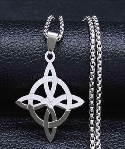 Collana a catena lunga con geometria del nodo Witchcraft Witch039s in acciaio inossidabile per uomini e donne Gioielli in argento colore Bijoux Femme N4273s023026547