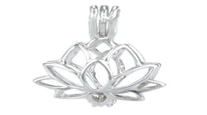 Gabbia per medaglione in argento 925 a forma di loto Perla gemma Perline Ciondolo gabbia Può aprire ciondolo in argento sterling Montaggio gioielli fai da te337B7202488