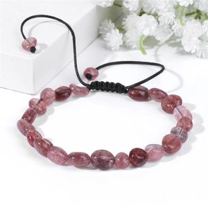 Strand forma aleatória morango quartzs pulseiras yoga oração natural tigre olho contas urdidura pulseira trançada pulseira feminino presente