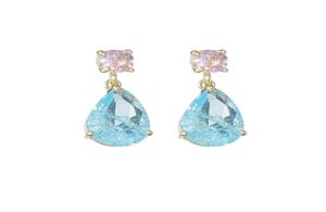 Earrings Exploding shallow sea blue pink crystal inlay Dangle Chandelier Diamond t luxury Designer Jewelry Bangle watches Women 1699686