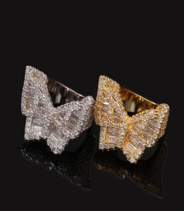 Butterfly CZ Diamond Pierinki Mikro Połączone pełne bling Bling Iced Out Cubic Zircon Fashion Mens Hiphop Biżuteria Prezent1331556