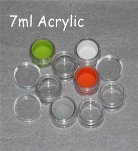 Anpassad tryckning av plastbehållare med silikonfoder 3 ml 5 ml 6 ml 7 ml 10 ml akrylburk för vax dab bhoacrylic clear vaxbehållare7850671