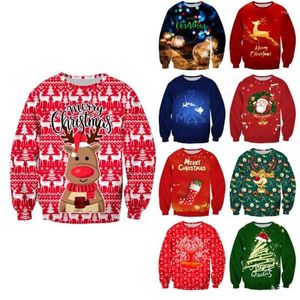 Women's Sweaters 2023 Christmas Sweater Ladies Loose Pullover Digital Printing Color Sweatshirt Top Warm Oversized Unisex Lovers Winter