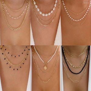 Catene Boho Dolce Imitazione Perla Collana con colletto in rilievo per le donne 2023 Colore oro Metallo Sposa Moda Ragazza Fascino Gioielli di compleanno