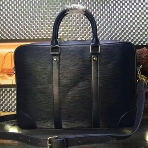 CLASSIC EPI water ripple black Genuine leather handbags briefcase mens business bags branded Design EXPLORER business shoulder bag246D