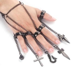 Högkvalitativ tecknad X Kurapika Cosplay Costume Prop Metal Ring Accessories Alloy Fashion Pendant Chain Fingerring8705293