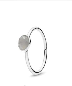 Andy Jewel Schmuckband 925er Silber Leder June Droplet Grey Moonstone Kristall CZ Moments Birthstone für Valentinstag Designerringe für Frauen 191012MSG8817428