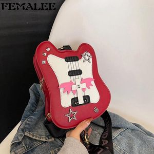 Abendtaschen Y2K Mädchen Persönlichkeit Geldbörse und Handtaschen für Frauen Luxus Designer Leder Umhängetasche Umhängetasche Gitarrenform Funky Violine