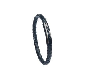 2019 NY DESIGN Bangle Jewelry Classic Black äkta läderarmband Toppkvalitet Enkel rostfritt stålknappsmycken för Men3384395
