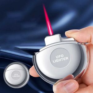 Creative Mini UFO Windproof Inflatable Lighter Portable Metal Turbine No Gas Outdoor Barbecue Cigar High End Gift for Men