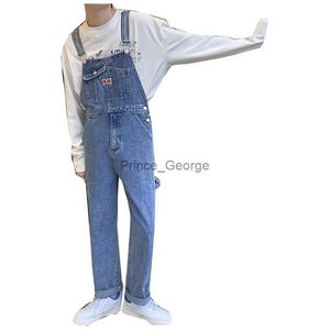 Men's Jeans Jeans Men 2021 New Korean Version Straight Slim Tooling Jumpsuits Men's One-Piece Bib Blue Denim Trousers More Size S-XXLL231213