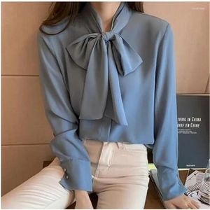 Women's Polos Spring Autumn Simple Office Lady Blouse Female Shirt Bow Tops Long Sleeve Casual Korean OL Style Loose Blouses Women