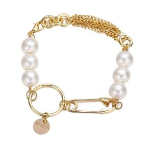 Charm Bracelets Europe And America Style Pearl Metal Paper Clip Circle Creative Retro Simple Alloy Bracelet6307083