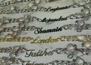 Custom Name 9MM Butterfly Cuban Link chain Namplate Pink Butterflys choker Cz Punk Miami Link Bling Bling Hip Hop Jewelry For Gift9680908