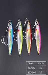 CASTFUN 40g 60g 80g 100g 4PClot Sea Fishing Lures Glow Slow Jigging Casting Jig Metal Jig With Fishing Hook Artificial Baits T2004523898