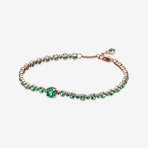 100% 925 prata esterlina link verde espumante pavimentar tênis pulseira moda feminina casamento noivado jóias acessórios233n