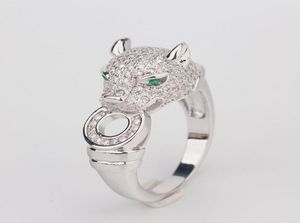 Luxury Casual Silver Rings Exquisite Cheetah Ring Full Diamond Animals Head Silver Rings Fashion Ring Fine Jewelry Lov4219606