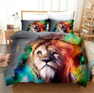 Lion Fish Cat Pedding Zestaw Zwierzęta wzór Luksusowe złoża 3D Linen Modern Art Microfibry Duvet Zestawy 23 -częściowe pojedyncze podwójne 7971275