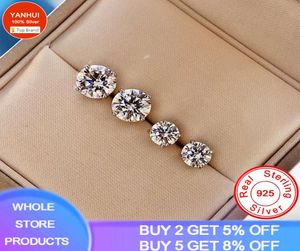 Solitaire 2 Ct Lab Diamond Saplama Cericate ile Küpe 925 Gümüş Yıldönümü Düğün Küpeleri Erkekler Partisi Jewelry8814007